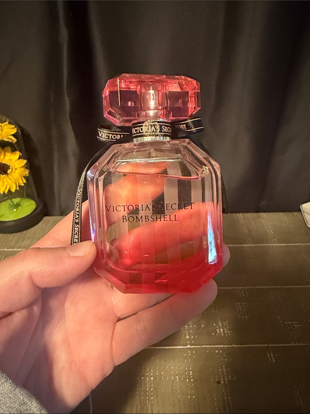 Victoria's Secret Bombshell Pink-Red Faceted Glass Bottle